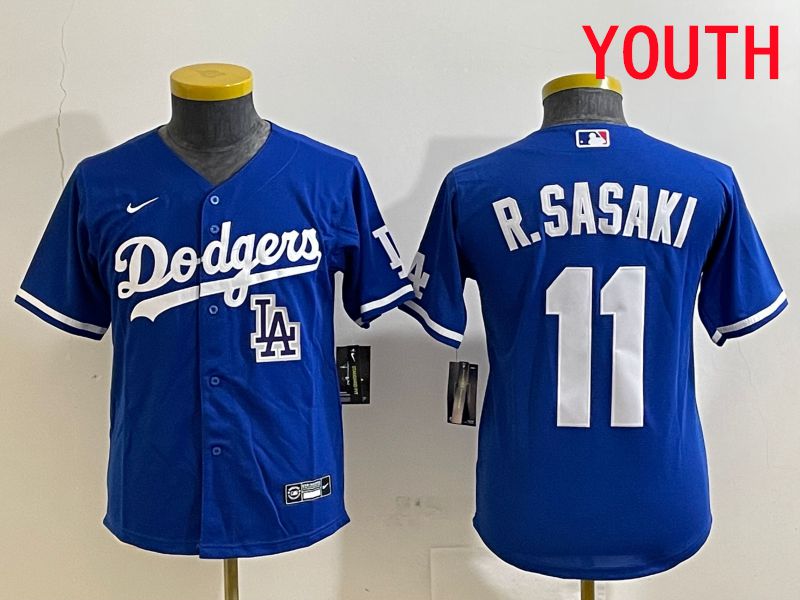 Youth Los Angeles Dodgers #11 R.Sasaki Blue Game 2025 Nike MLB Jersey style 5->youth mlb jersey->Youth Jersey